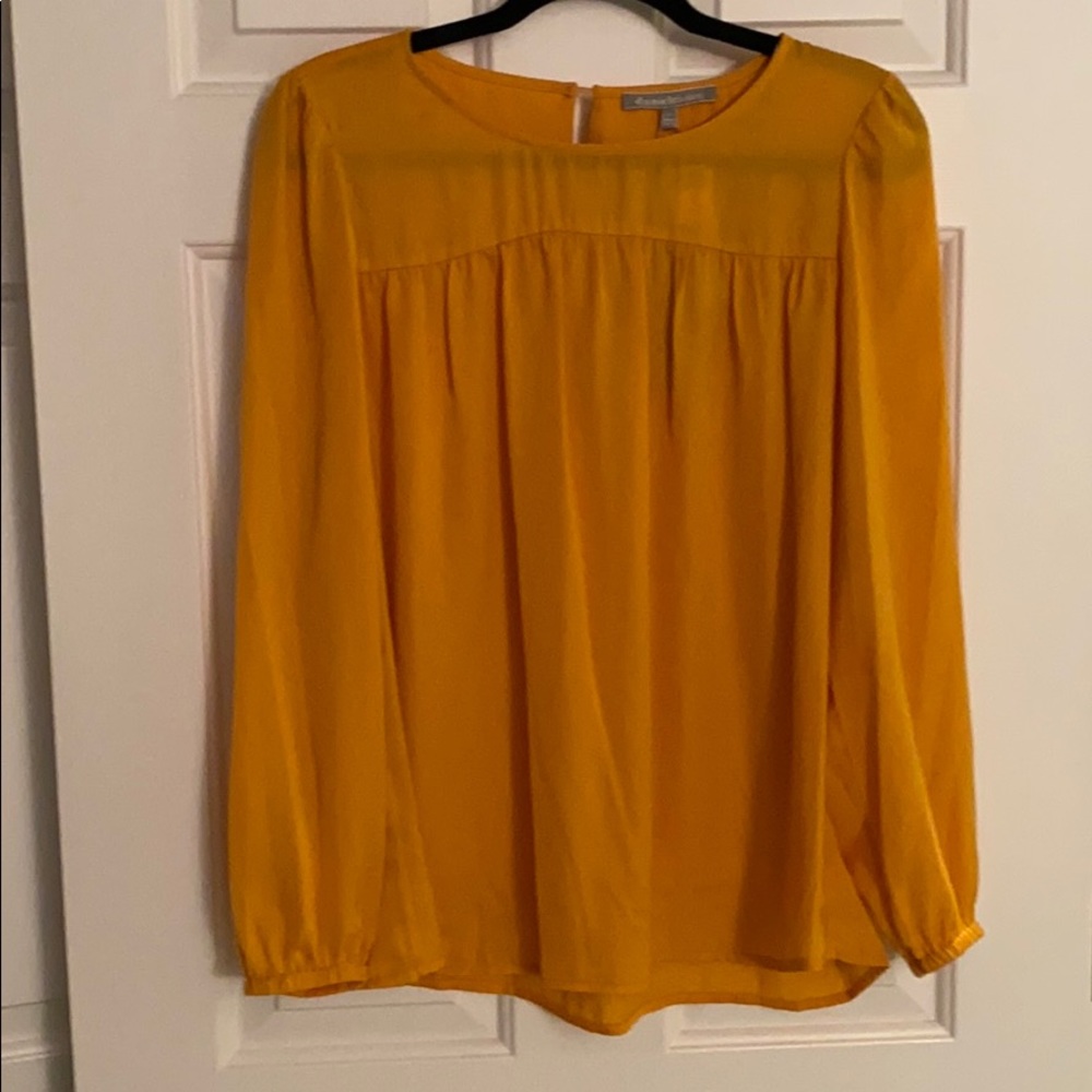 Donia textured blouse, mustard color, long sleeve